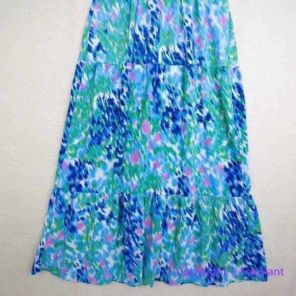 New! SAM EDELMAN Brushstroke Print‎ Mock Neck Dress - Blue Multi, size 2 - Picture 10 of 16